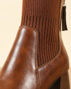 The Savine | Stretch-Knit Leather Boot - SORENNA