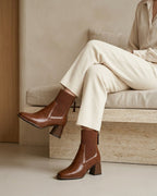 The Savine | Stretch-Knit Leather Boot - SORENNA