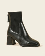 The Savine | Stretch-Knit Leather Boot - SORENNA