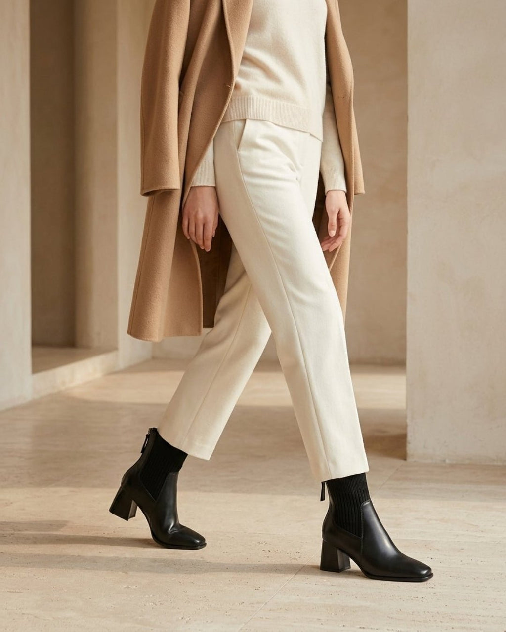 The Savine | Stretch-Knit Leather Boot - SORENNA