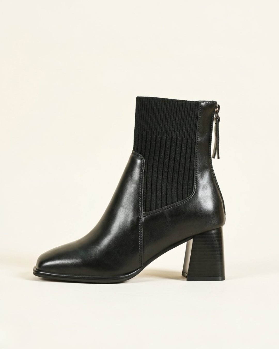 The Savine | Stretch-Knit Leather Boot - SORENNA