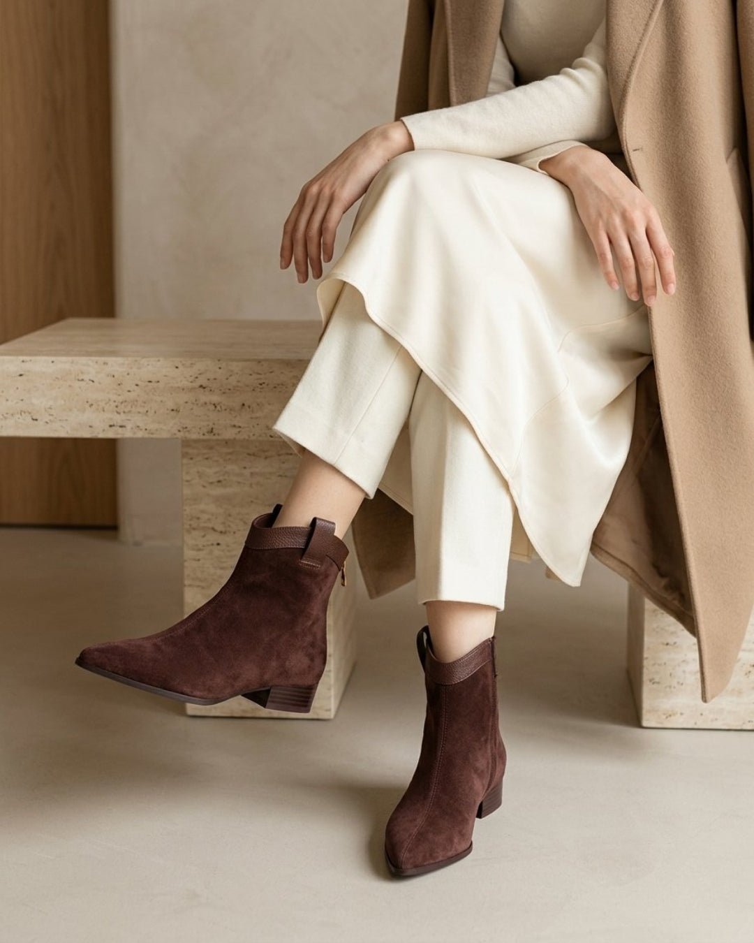 The Valonne | Pointed Suede Boot - SORENNA